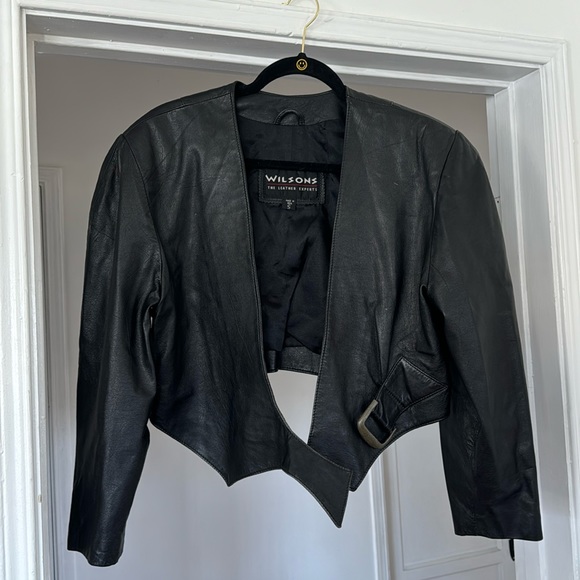 Vintage 80s Wilson’s Black Leather Jacket Size Small - Picture 1 of 3